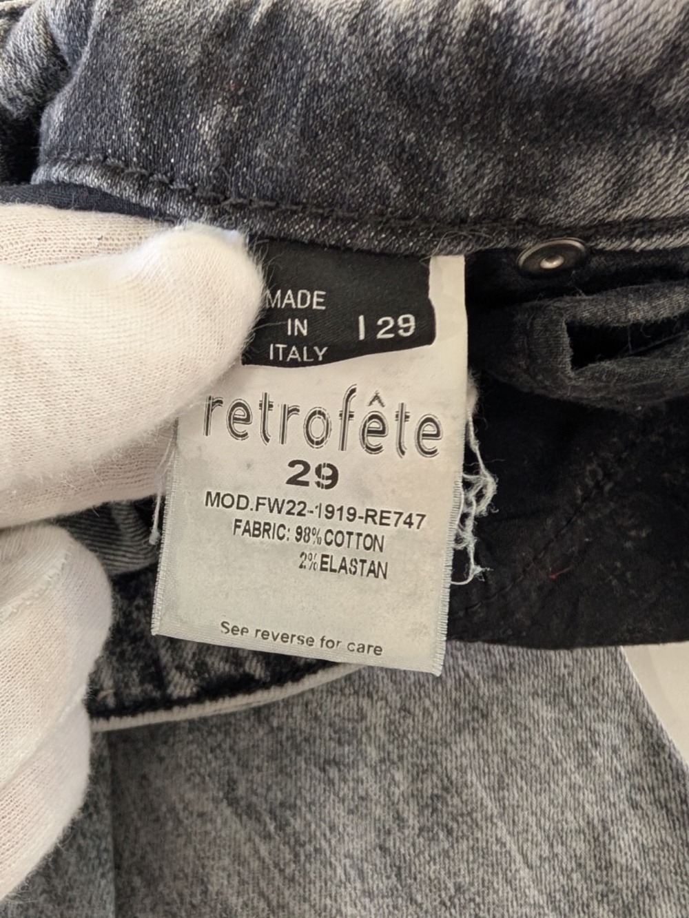 Retrofete Presley Flare Jeans Size 29 Acid Grey Frayed Raw Hem Mid Rise Italy - Picture 7 of 13